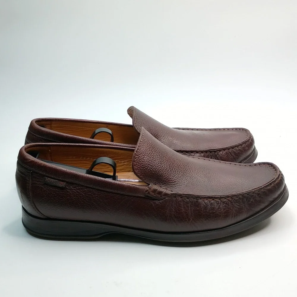 Mephisto Loafers Slip On Men Size 9.5 Brown Pebbled Leather Moc Toe Shoes